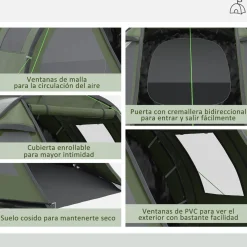 Outsunny - Tienda de campaña familiar 475x264x172 cm Verde