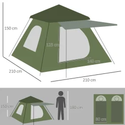 Outsunny - Tienda de campaña Pop Up 210x210x150cm Verde