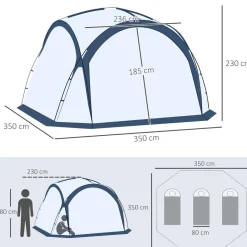 Outsunny - Tienda de camping con mosquiteras 350x350x230 cm Blanco y Azul