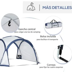 Outsunny - Tienda de camping con mosquiteras 350x350x230 cm Blanco y Azul