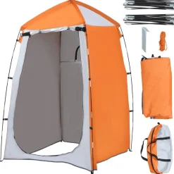 Outsunny - Tienda de ducha camping con mosquiteras 123x121x198 cm Naranja