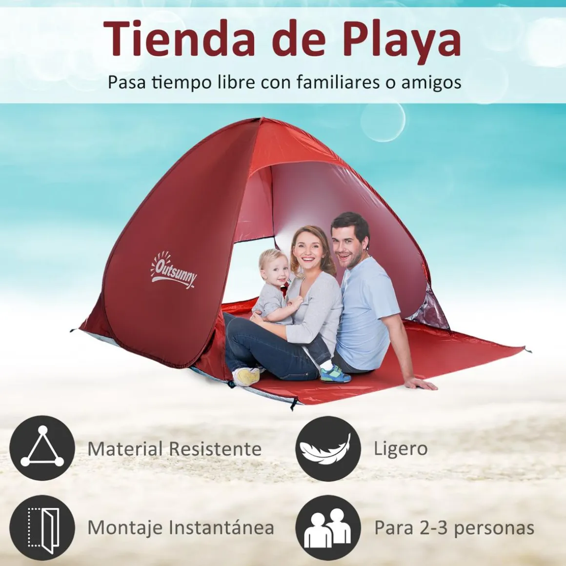 Outsunny - Tienda Pop Up playa Rojo