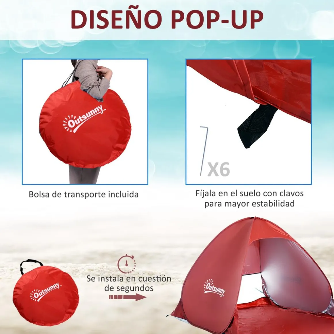 Outsunny - Tienda Pop Up playa Rojo