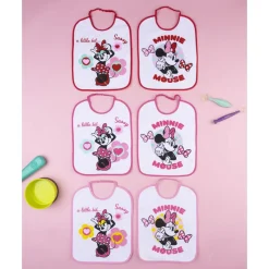 Pack 6 baberos bebé Disney Minnie 100% algodón