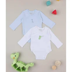 Pack 2 bodies bebé manga larga con dinosaurios