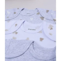 Pack 5 bodies de manga corta en gris y blanco para bebé