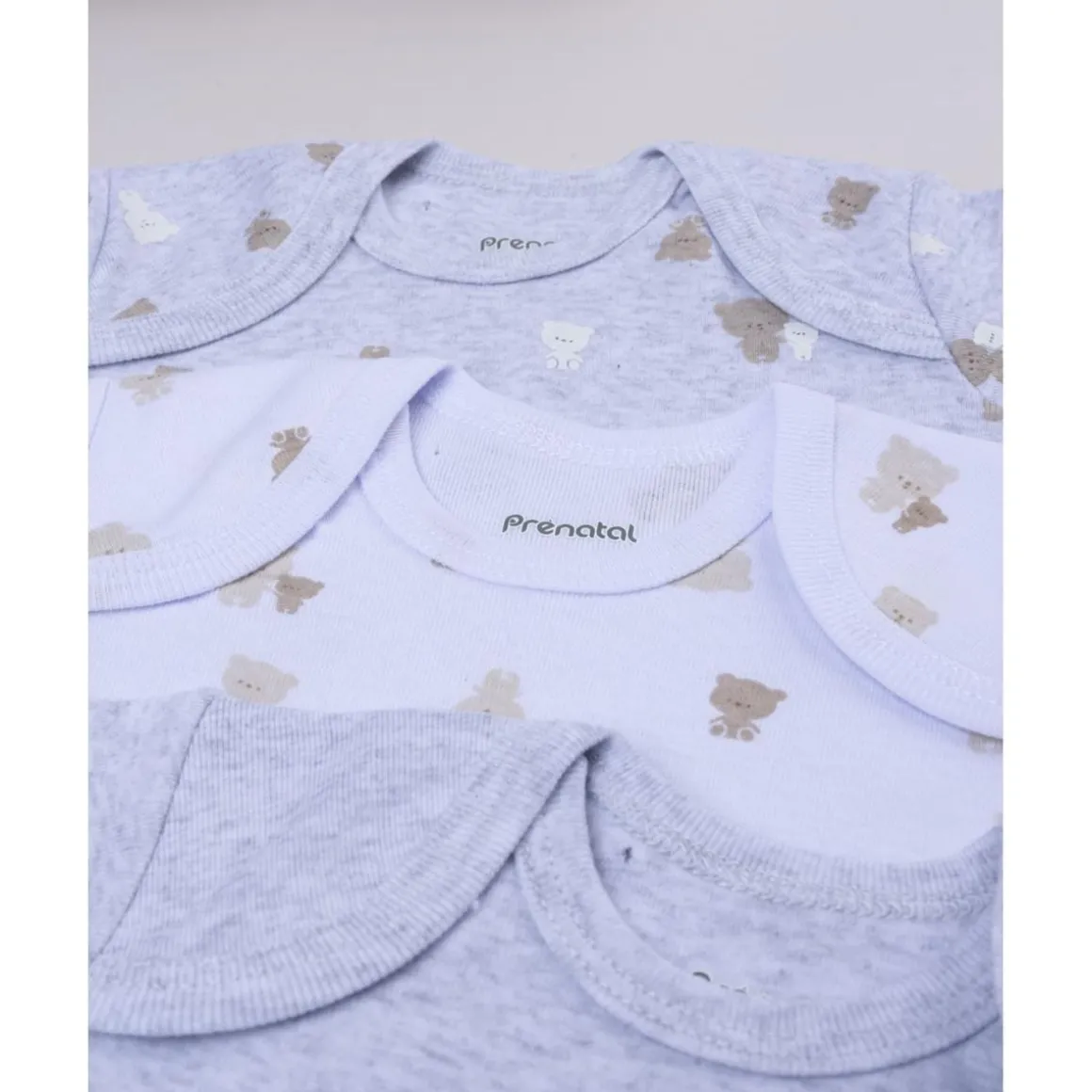 Pack 5 bodies de manga corta en gris y blanco para bebé