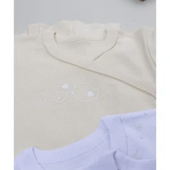 Pack 5 bodies de manga corta para niña en beige y blanco