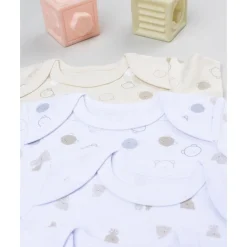 Pack 5 bodies de recién nacido osito blanco/beige