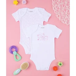 Pack 2 bodys interiores de bebé niña con estampado de gatos