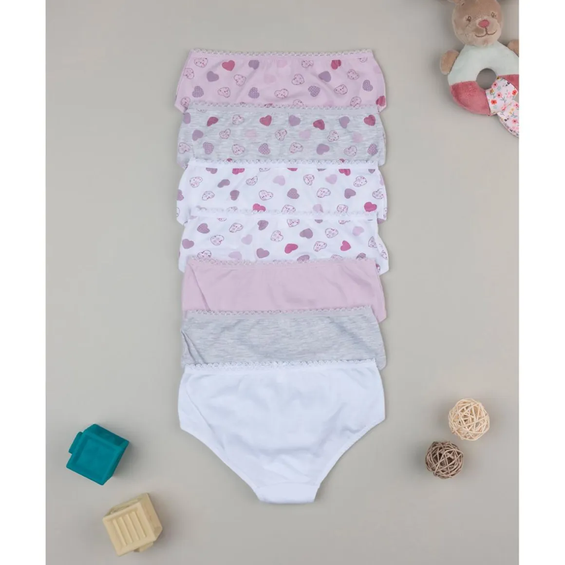 Pack 7 braguita niña corazones