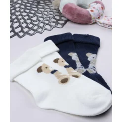 Pack 2 calcetines niño blanco/azul ositos
