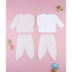 Pack 2 conjuntos de bebé en terciopelo con estampado de conejitos