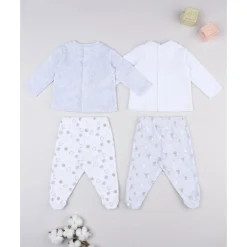 Pack 2 conjuntos de bebé en terciopelo blanco y gris