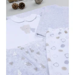 Pack 2 conjuntos de bebé en terciopelo blanco y gris