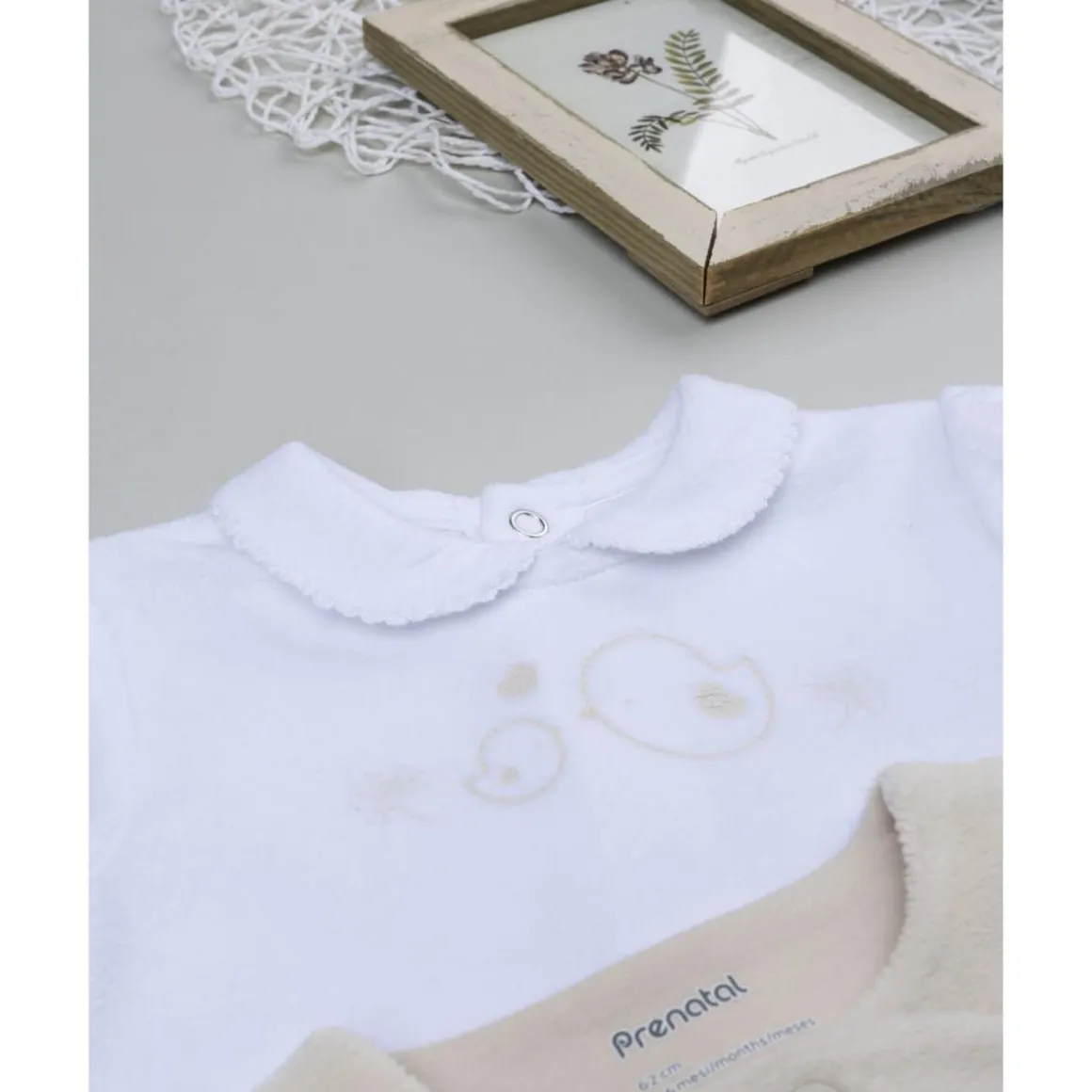 Pack 2 conjuntos de niña en terciopelo blanco y beige