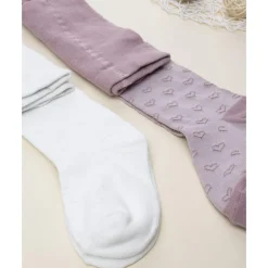 Pack 2 leotardos de niña blanco y rosa