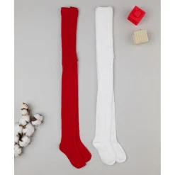 Pack 2 leotardos de niña rojo y blanco