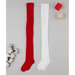 Pack 2 leotardos de niña rojo y blanco