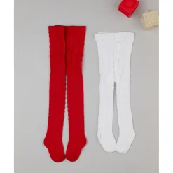 Pack 2 leotardos niña rojo y blanco