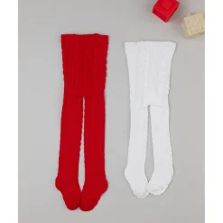 Pack 2 leotardos niña rojo y blanco