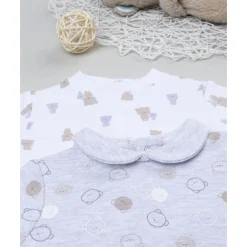 Pack 2 peleles interlock de recién nacido blanco/gris