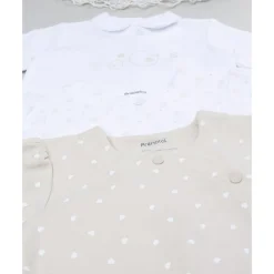 Pack 3 peleles interlock de recién nacida blanco/beige