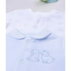 Pack 2 pijamas de bebé niño en terciopelo con estampado de perritos
