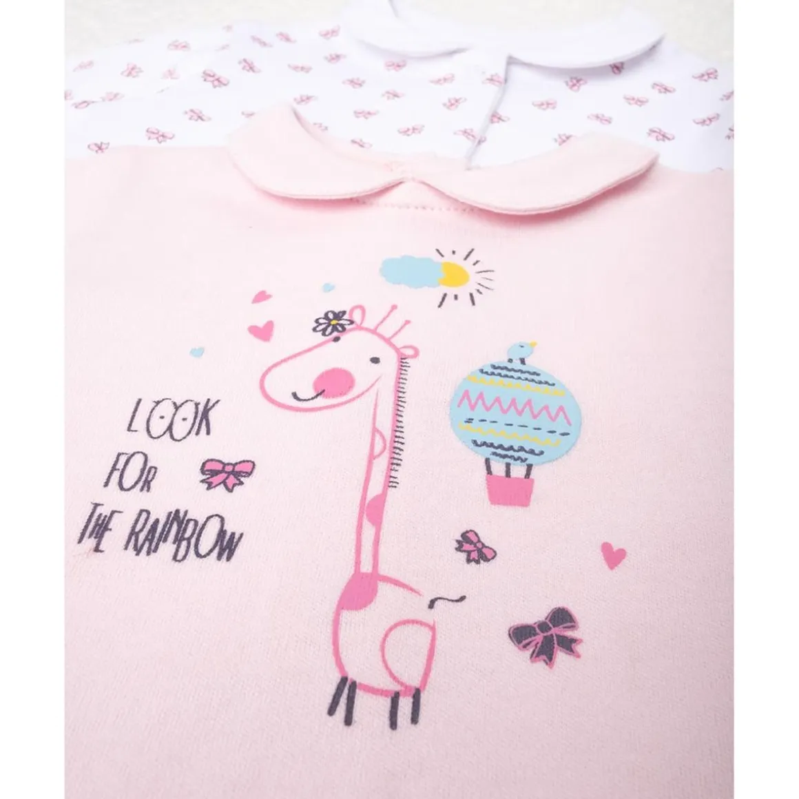 Pack 2 pijamas enterizos de bebé niña con estampado de jirafa