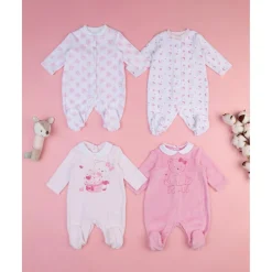 Pack 2 pijamas enteros en felpa blanco y rosa