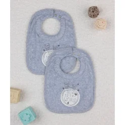 Pack de 2 baberos grises para lactancia y dentición