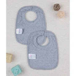 Pack de 2 baberos grises para lactancia y dentición