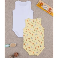 Pack de 2 bodies blanco/amarillo algodón organico