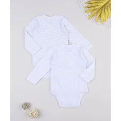 Pack de 2 bodies blancos de manga larga para niña