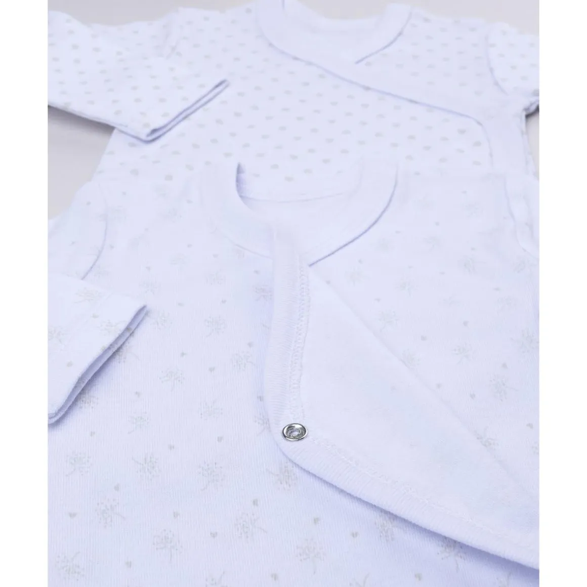 Pack de 2 bodies blancos de manga larga para niña