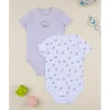 Pack de 2 bodis de niña unicornios violeta y blanco