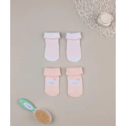 Pack de 2 calcetines para recién nacida osita y rayas
