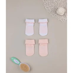 Pack de 2 calcetines para recién nacida osita y rayas