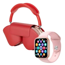 Pack Smartwatch 9 Max + Auriculares Pro Rosa/Rojo