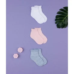 Pack x3 calcetines niña cortos de algodón