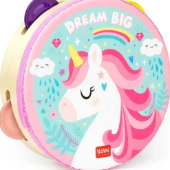 Pandereta infantil con sonajeros, tema unicornio ㅤ