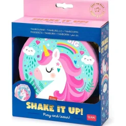 Pandereta infantil con sonajeros, tema unicornio ㅤ