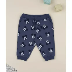Pantalón azul de niño en felpa con estampado de Mickey Mouse