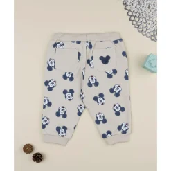Pantalón beige para niño con estampado de Mickey Mouse