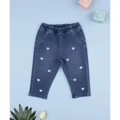 Pantalón denim niña corazones