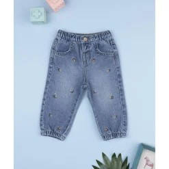 Pantalón denim niña flores