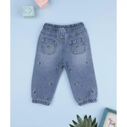 Pantalón denim niña flores