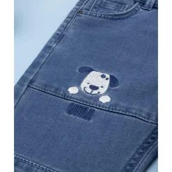 Pantalón denim niño con bordado Dog