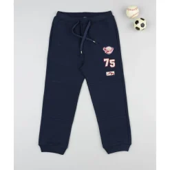 Pantalón felpado azul noche niño con estampado