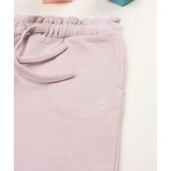 Pantalón niña rosa con cintura fruncida